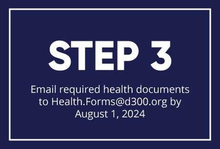 Step 3: Email required health documents to Health.Forms@300.org by August 1, 2024